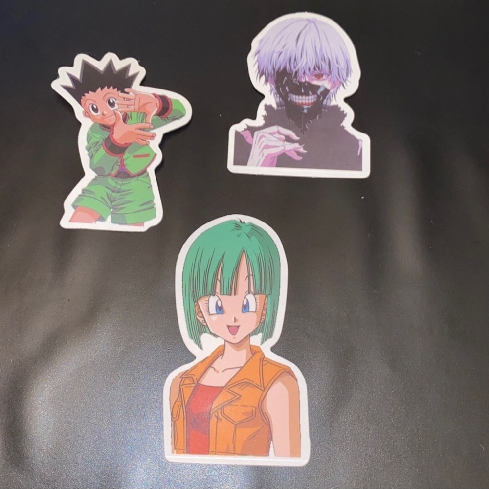 (3) Decal Stickers 1. Tokyo Ghoul 2. HunterXHunter 3. Dragon ball z anime Tv